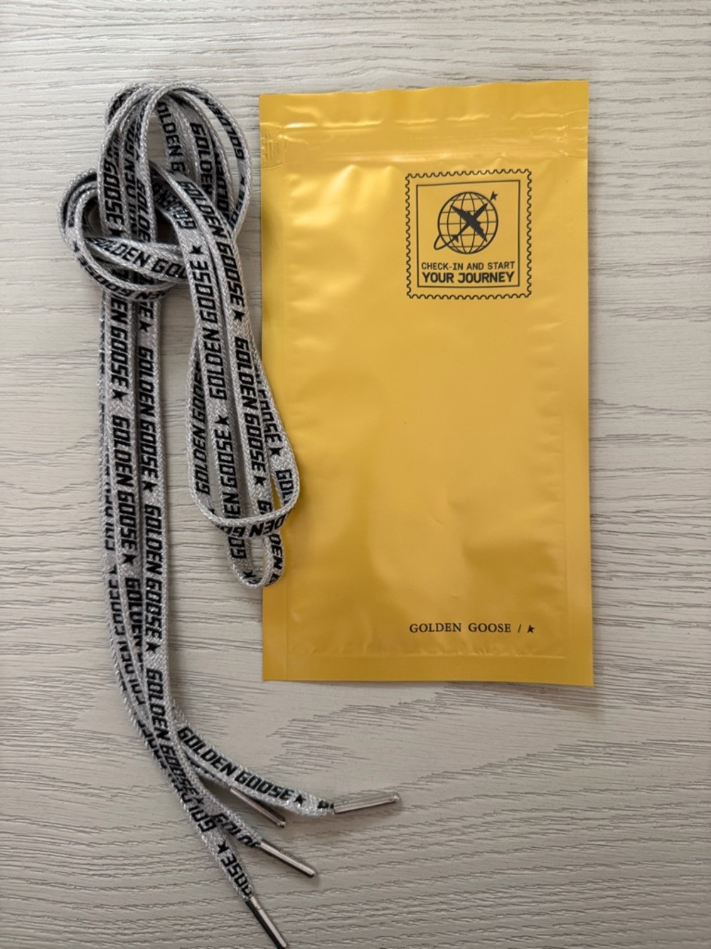 Golden Goose Branded Silver with Black Lettering Shoelaces.